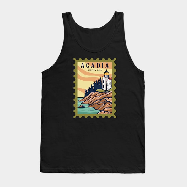 Acadia National Park Stamp Tank Top by CardboardCotton